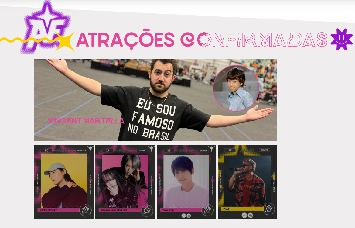 Atrações Confirmadas Anime Friends 2024
