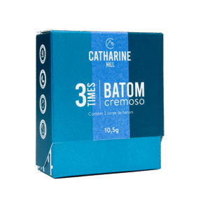 Kit Catharine Hill 3 Times Batom Cremoso com três cores exclusivas: dia, tarde e noite, em embalagem prática.