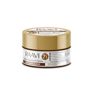 Raavi Creme Hidratante Facial Uniformizador 7 em 1, 100 g, com ácido hialurônico e niacinamida, desenvolvido para uniformizar e hidratar a pele.