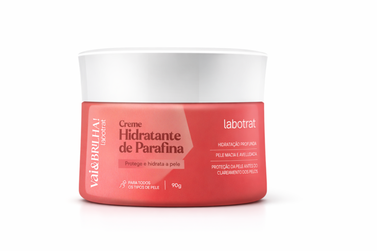 Creme Hidratante de Parafina labotrat Vai&Brilha, desenvolvido para hidratação profunda e proteção da pele antes do bronze.