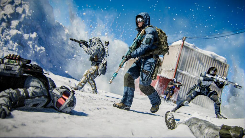 Call Of Duty exibe confronto em cenário nevado com soldados em combate tático no mapa Beacon no Ártico