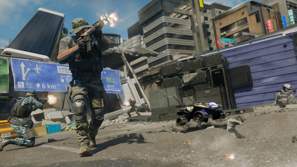 Call Of Duty apresenta batalha em rodovia destruída com soldados avançando entre destroços no mapa Gridlock