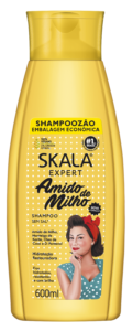 Shampoo Skala Expert Amido de Milho 600ml com hidratação restauradora e ativos nutritivos para todos os tipos de cabelo.