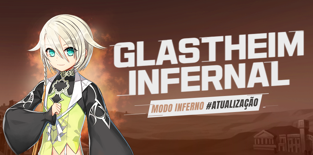 Banner de Ragnarök Online LATAM destaca personagem e título Glastheim Infernal em cenário sombrio da nova atualização do jogo
