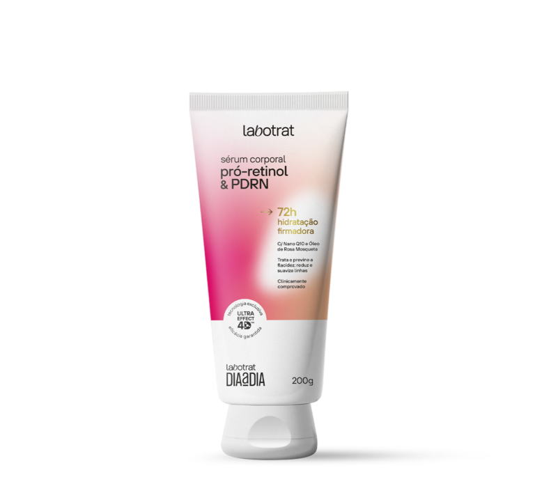Labotrat sérum corporal pró-retinol & PDRN 200g com hidratação firmadora e textura leve.