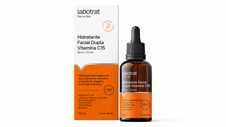 Hidratante facial dupla vitamina C15 labotrat dermo skin 30ml com ácido hialurônico e ação clareadora para a pele
