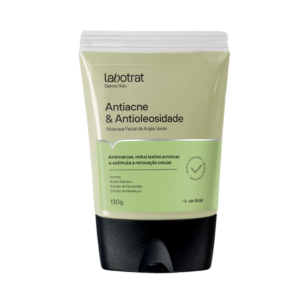 Labotrat Máscara Facial Antiacne & Antioleosidade com ácido salicílico, extrato de hamamélis e melaleuca. O produto ajuda a controlar a oleosidade, reduzir lesões acneicas e estimular a renovação celular.