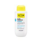 Frasco do Yellow Glow Shampoo Hydra Care com tecnologia Lumitech e extrato de tamarindo, desenvolvido para hidratação diária, brilho e limpeza suave dos cabelos.