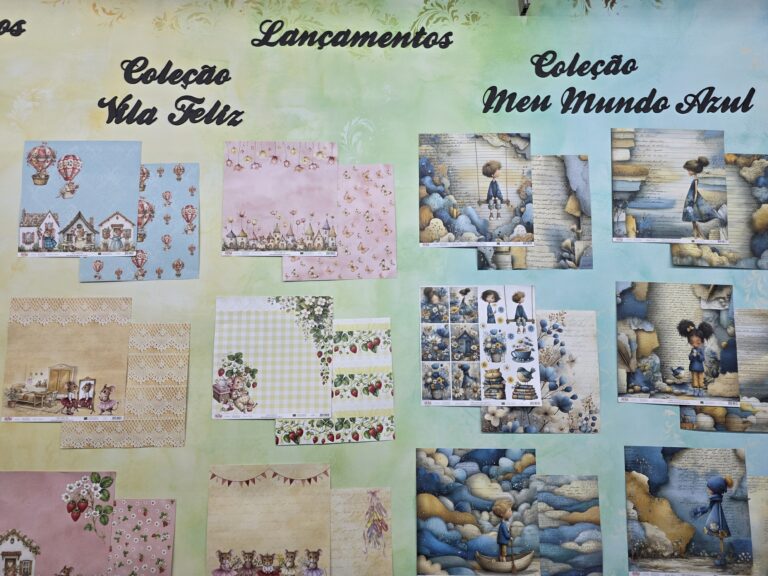 As coleções de papéis decorativos Vila Feliz e Meu Mundo Azul da Arte Fácil foram apresentadas entre os lançamentos da feira.